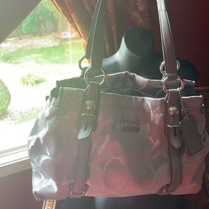 Authentic Coach handbag purse  gray silver logo C